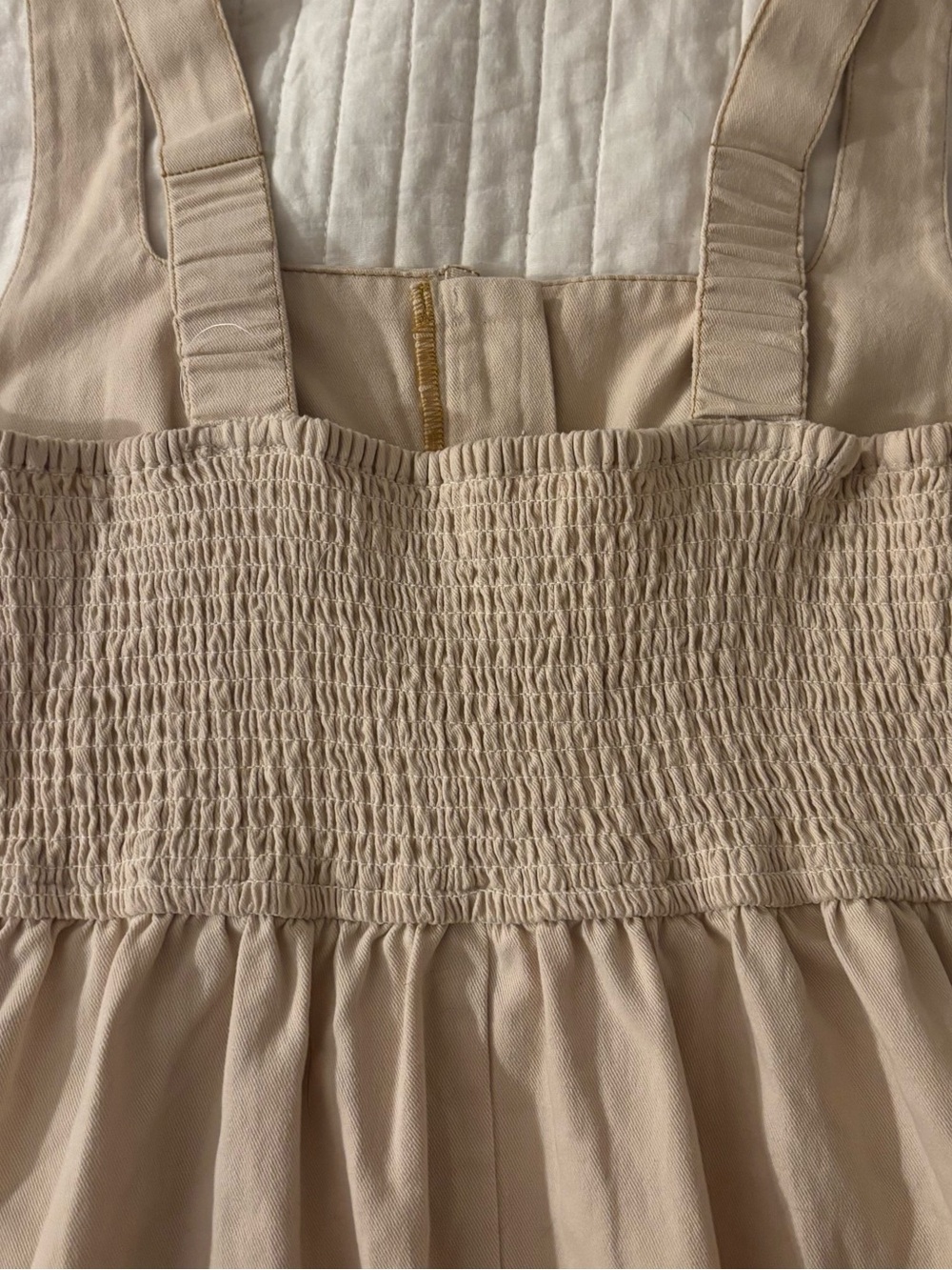 NWT Boutique 100% Cotton Corset Midi Dress Pockets Oatmeal Medium - Picture 8 of 13